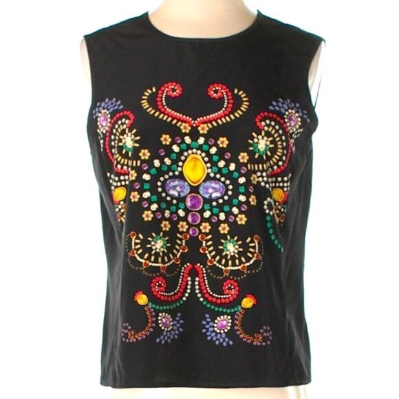 WAYF Jewel Print Sleeveless Blouse Medium - Picture 1 of 3